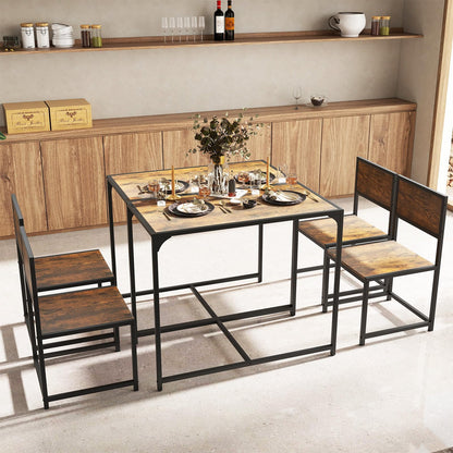 Goflame 3-Piece Dining Table Set for 2 Small Industrial Kitchen Table with 2 Chairs