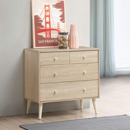 Goflame 4-Drawer Dresser, Free-Standing Chest Wood Legs and Sliding Rail