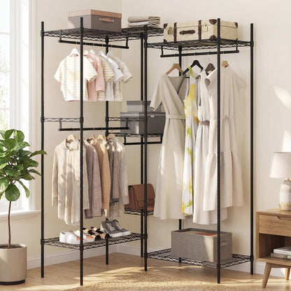 Goflame Convertible Clothes Organizer with L-shape & Horizontal Installation