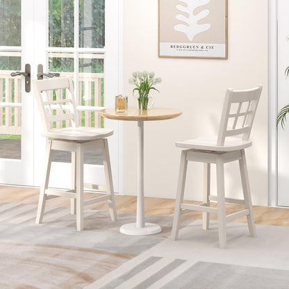 Goflame Bar Stools, Farmhouse Swivel Barstools with 6-Grid Hollow Back & Ergonomic Contoured Seat