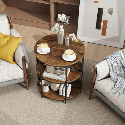 Goflame Half Round End Table 3-Tier Narrow Side Table(1/2)