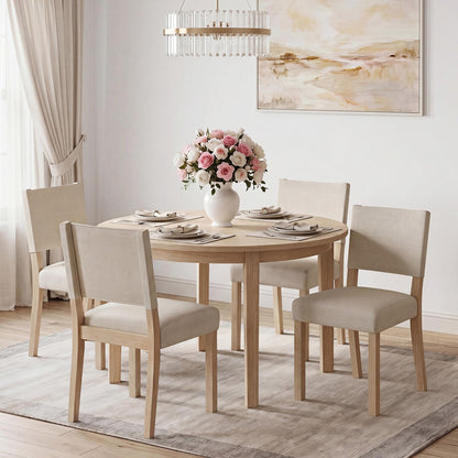 Goflame Set of 2/4 Upholstered Dining Chairs with Linen Fabric Seat