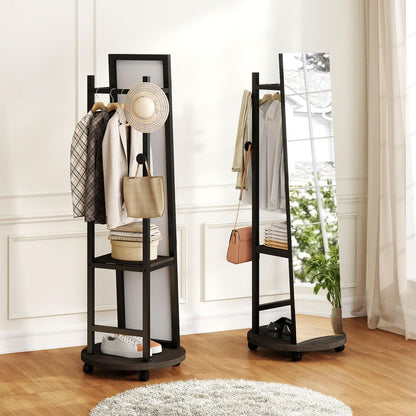 GOFLAME Full Length Mirror with Coat Rack & Storage Hanger