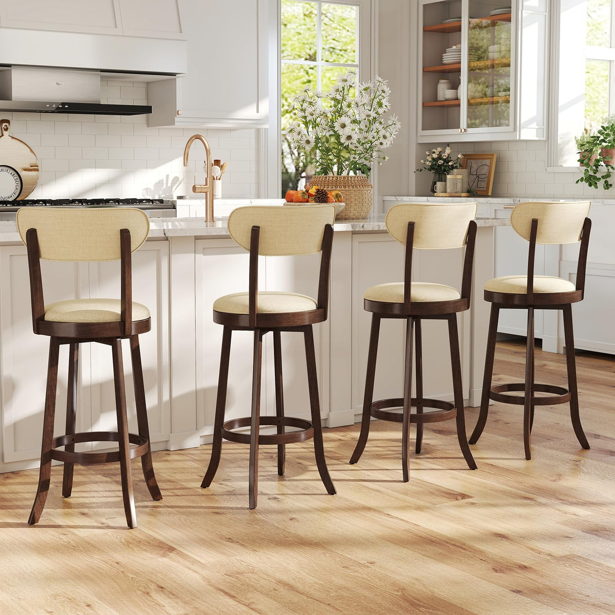 Goflame 30.5" Swivel Bar Stools Set for Kitchen Island Dining Room Pub