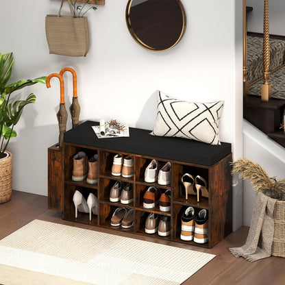 Goflame Shoe Storage Bench with Umbrella Stand