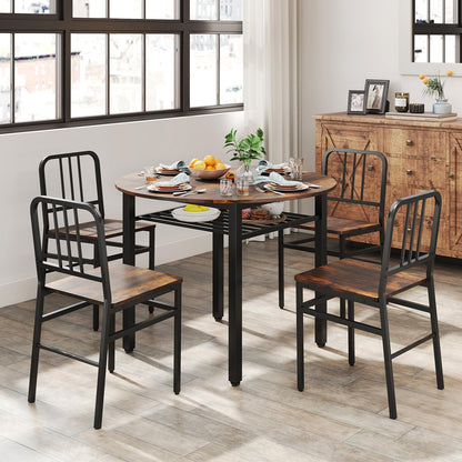 Goflame 40-Inches Round Kitchen Table & Chairs with Storage Rack & Metal Frame