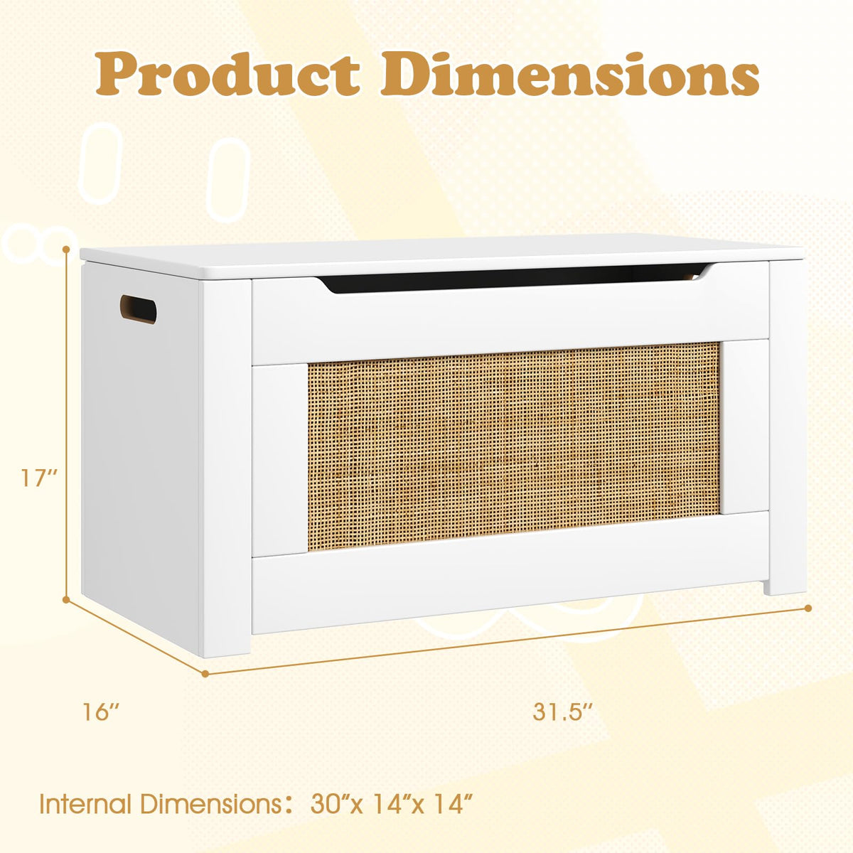 Goflame Rattan Storage Bench with Flip Top Lid & Safety Hinge