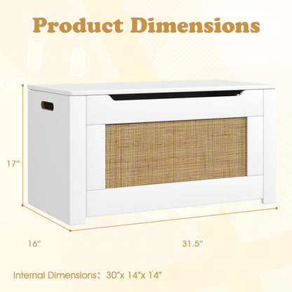 Goflame Rattan Storage Bench with Flip Top Lid & Safety Hinge