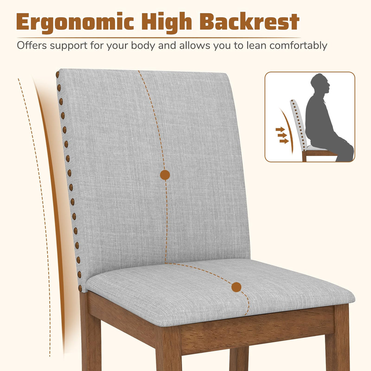 Goflame Upholstered Dining Chairs Set for Restaurant