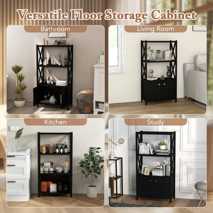 Goflame Storage Cabinet, Freestanding Storage Organizer with Open Shelves, Double Doors