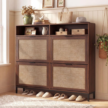 Goflame Large Shoe Storage Cabinet w/ 4 Flip Drawers