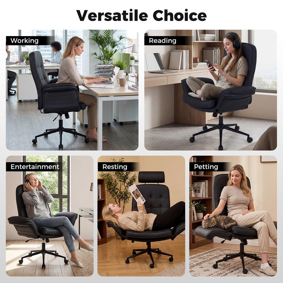 Goflame Criss Cross Chair with Armrests & Wheels