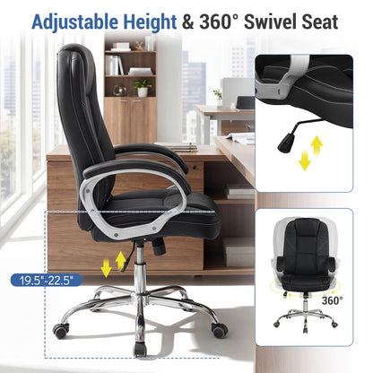 Goflame Leather Office Chair with Padded Armrests & Rocking Backrest