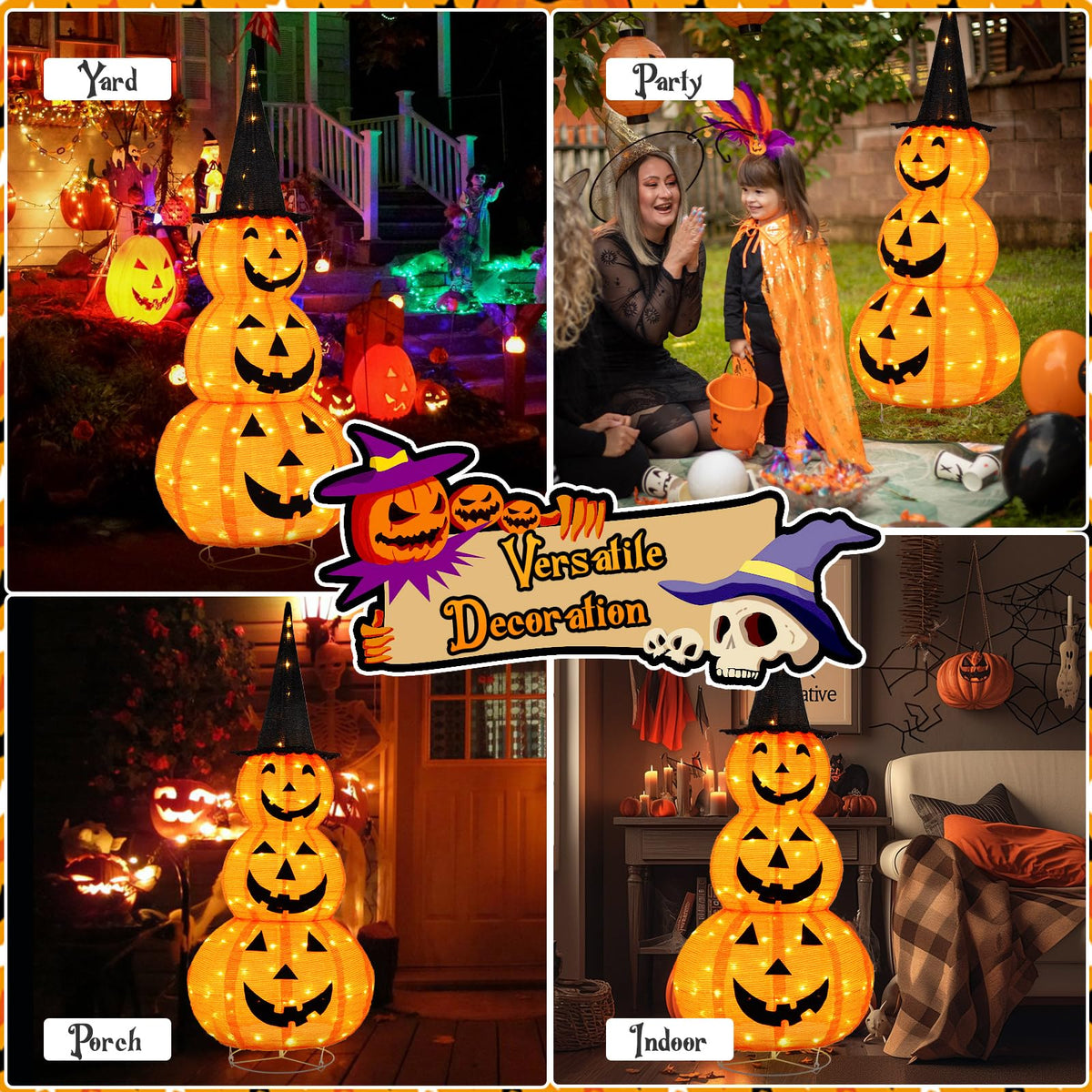 Goflame 5 FT Halloween Light Up Pumpkin Decoration