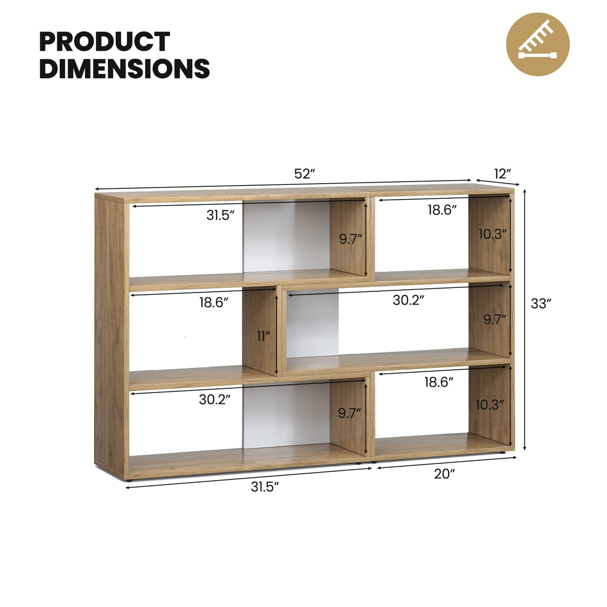 Goflame Open Shelf Bookcase, Separable Cube Bookshelf TV Stand w/ 6 Grids