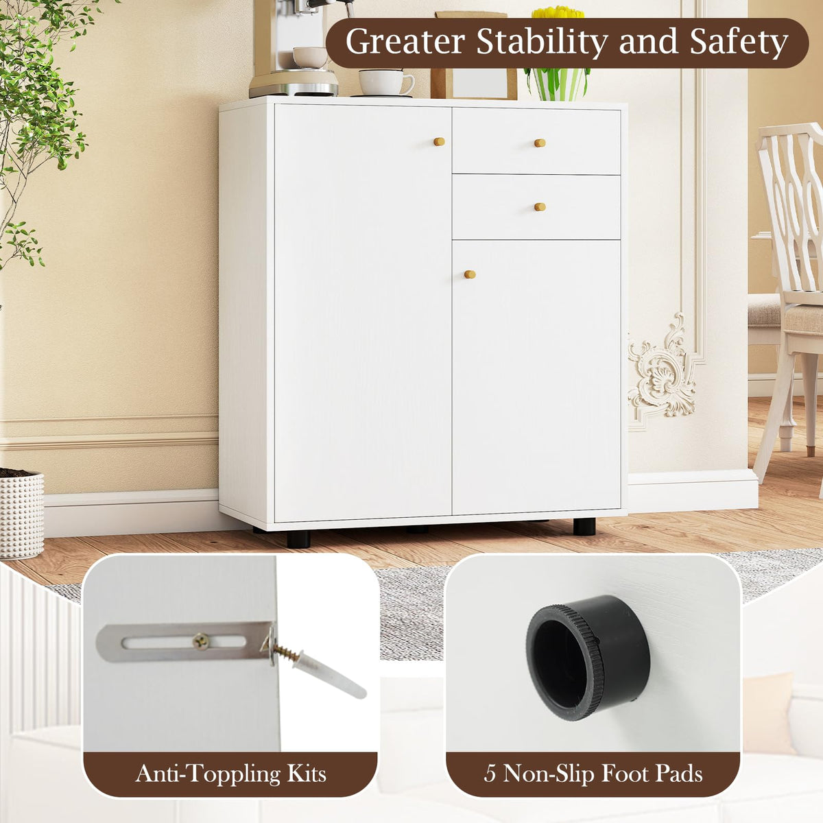Goflame Sideboard Buffet Cabinet Modern Sideboard Storage Cabinet