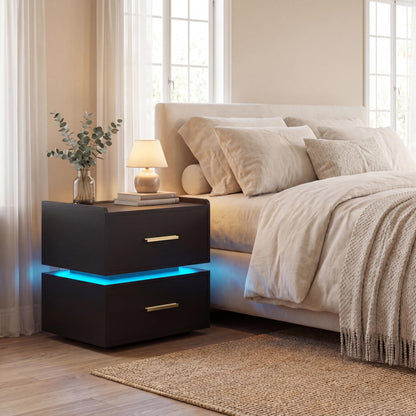 Goflame LED Night Stand with Charging Station & 2 Storage Drawers (1/2)