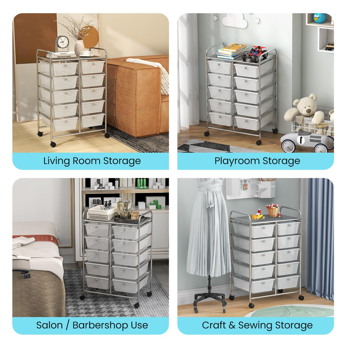 10 Drawers Rolling Cart, Classroom Organizers - Goflame