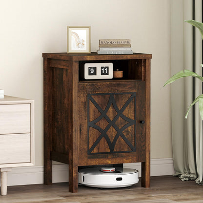 Goflame Robot Vacuum Storage Cabinet with Door and Open Shelf for Living Room Bedroom