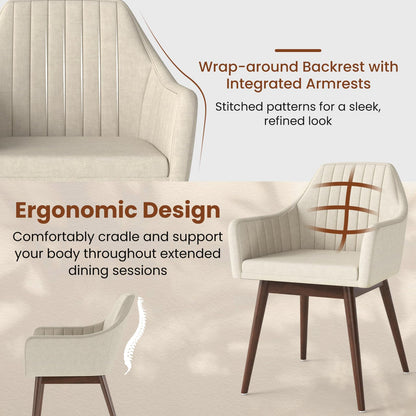 Goflame Upholstered Dining Chairs Set of 2/4 Mid Century Kitchen Chairs with Wrap-Around Backrest