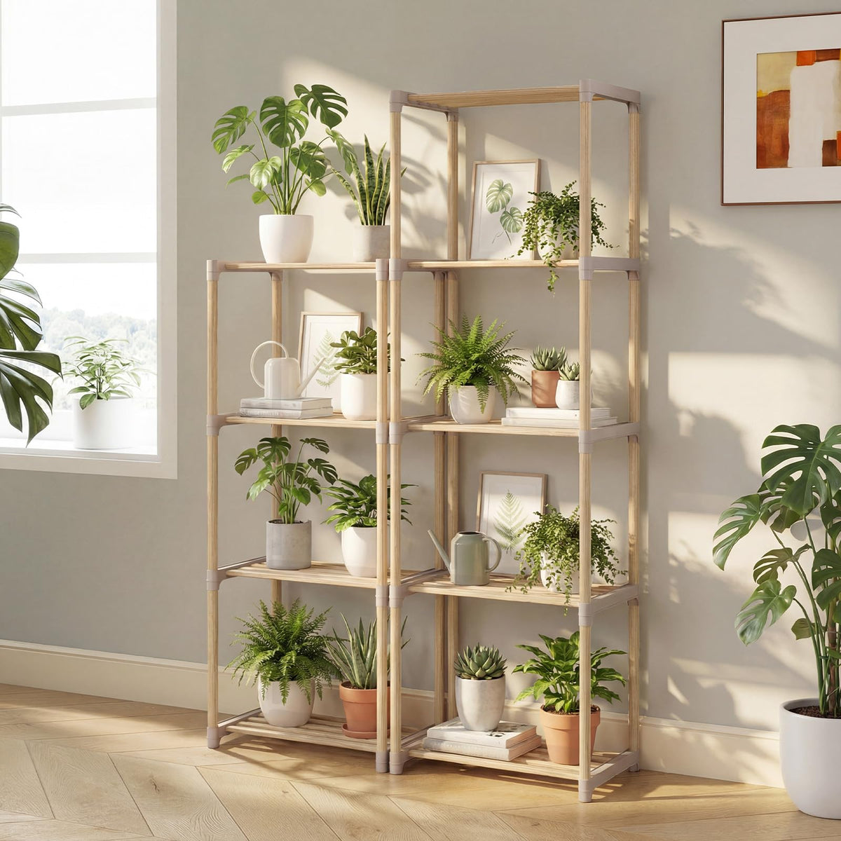 Goflame 5-Tier Bookshelf | Pine Wood Bookcase with Freestanding Storage Organizer
