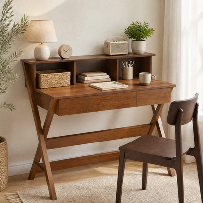 GOFLAME Study Writing Desk with 3 Storage Drawers for Bedroom