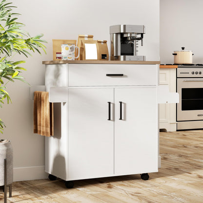 Goflame Kitchen Island with Storage 41.5" W Rolling Island Table