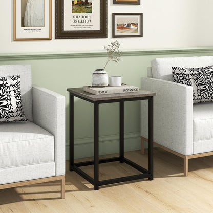 Goflame Round Nesting Table Set of 3, Farmhouse Coffee Table w/2 End Tables, Sturdy Metal Frame (Black Oak)