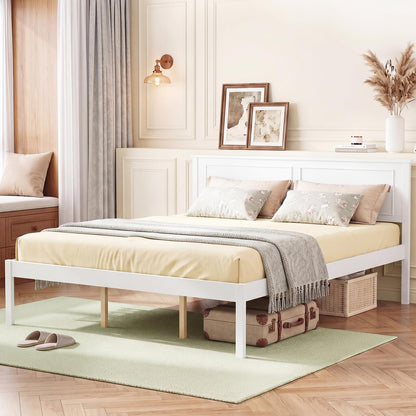 Goflame Wood Queen/Full/Twin Size Bed Frame with Wooden Slat Support