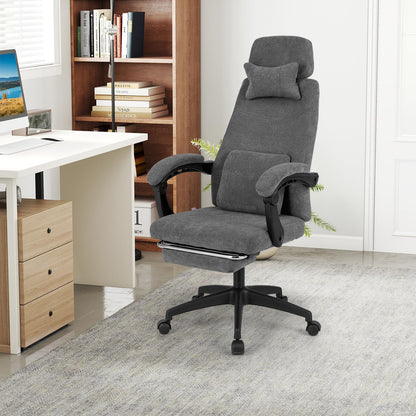 Goflame Reclining Office Chair Chenille Fabric Desk Chair with Padded Linkage Armrests