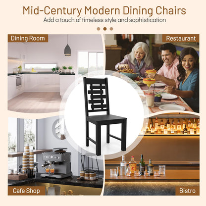 Goflame Wooden Dining Chairs Set 100% Solid Rubber Wood Kitchen Chair with High & Tilted Backrest