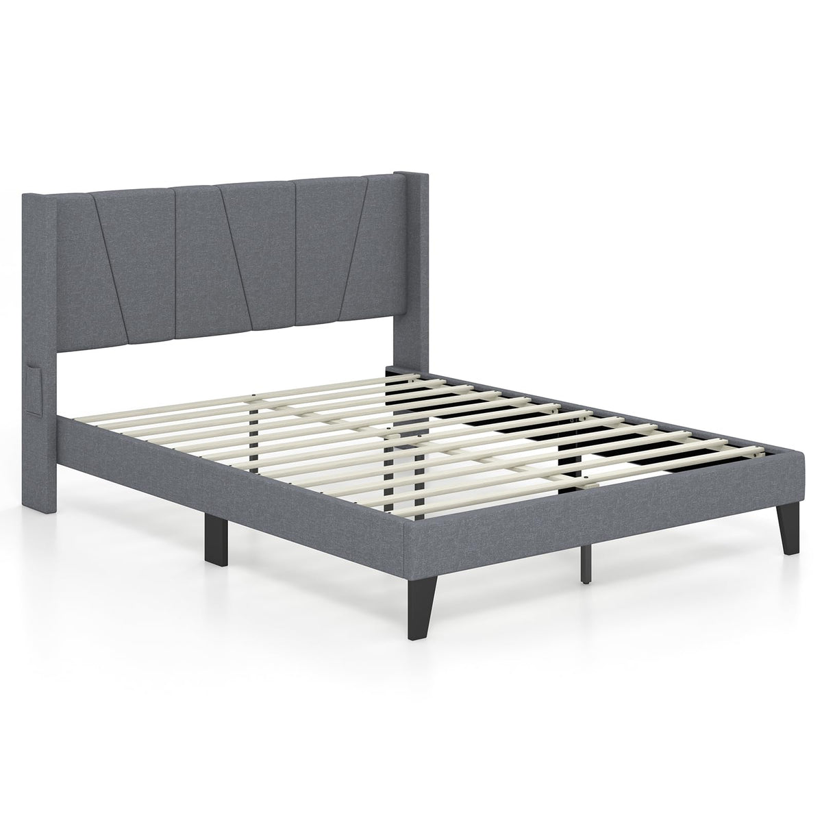 Goflame Queen/Full SizeBed Frame with Wingback Headboard