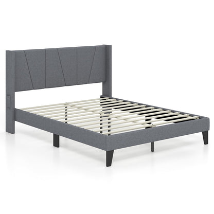 Goflame Queen/Full SizeBed Frame with Wingback Headboard