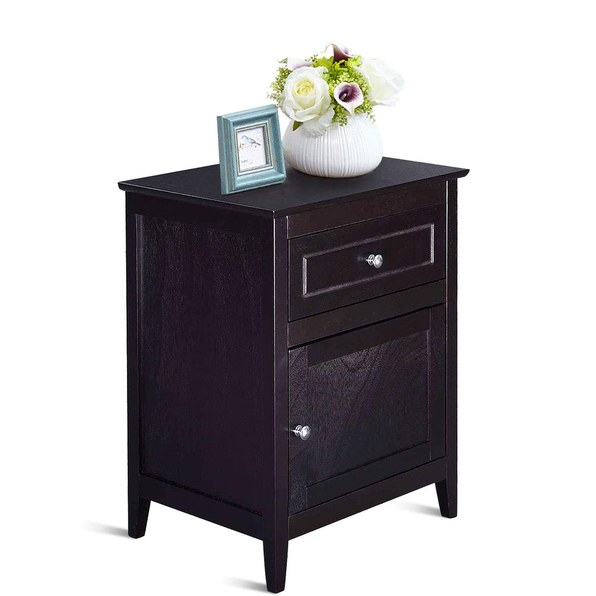 Wooden End Table W/Shelf - Goflame
