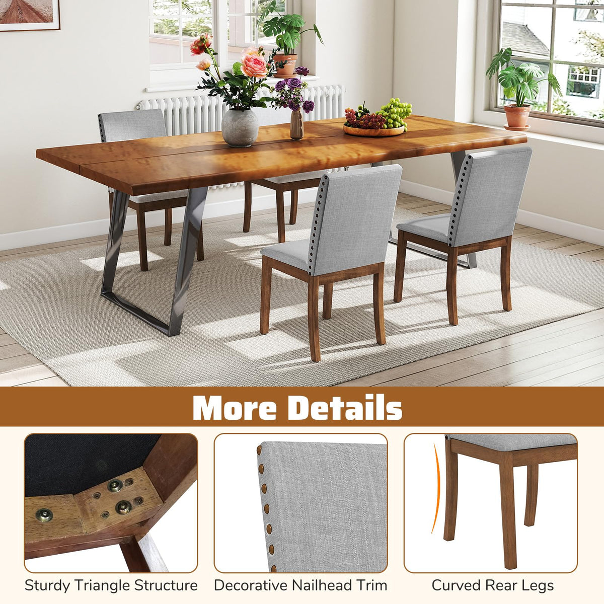 Goflame Upholstered Dining Chairs Set for Restaurant