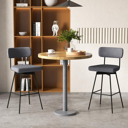 Goflame Swivel Bar Stools, Upholstered Bar Height Bar Chairs w/Padded Seat & Backrest