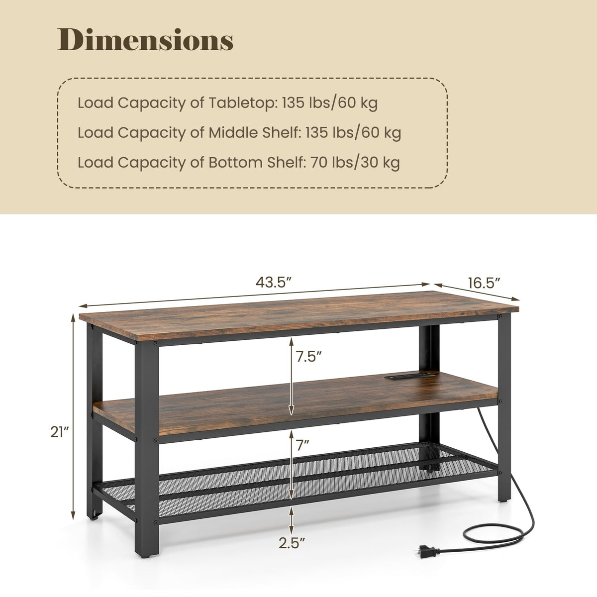 Goflame TV Stand for Bedroom, Entertainment Center for TVs up to 50”