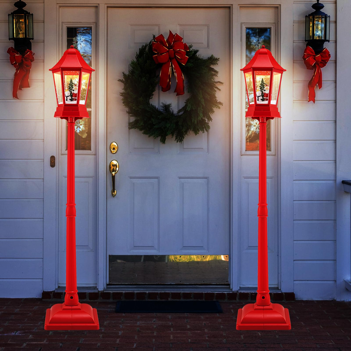Goflame 5.3 Ft Christmas Snowy Street Lamp | 2-in-1 Musical Lamp Post & Snow Globe Lantern