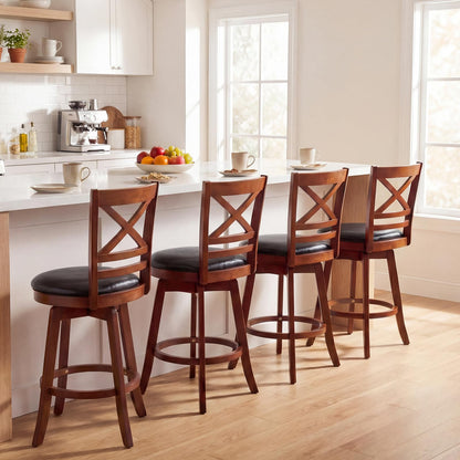 Goflame 25 Inch Swivel Bar Stools Set of 2/4 with PU Faux Leather Upholstered Seat
