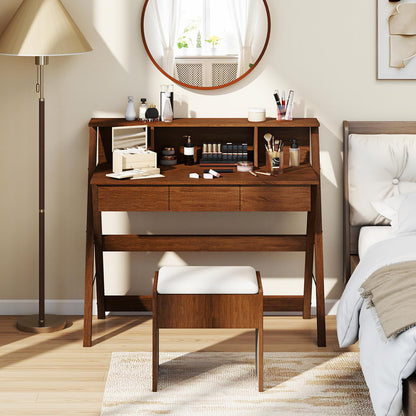 Goflame Mid Century Modern Desk with 3 Drawers