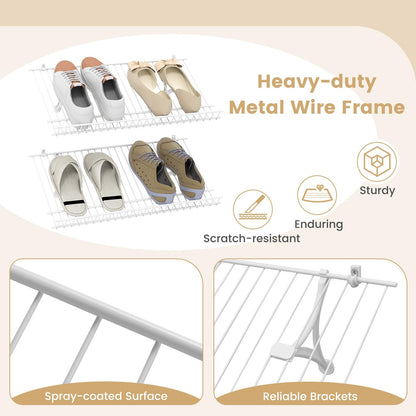 Goflame Wall Mounted 24" Shoe Rack Set of 2 Metal Wire Storage Shelf
