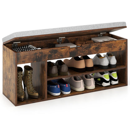 Goflame 3 Tier Shoe Rack Organizer with Flip Top Storage and Padded Seat Cushion