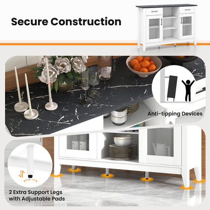 Goflame Sideboard Buffet Cabinet with 2 Drawers, Kitchen Storage Cabinet w/2 Doors, Open Compartments
