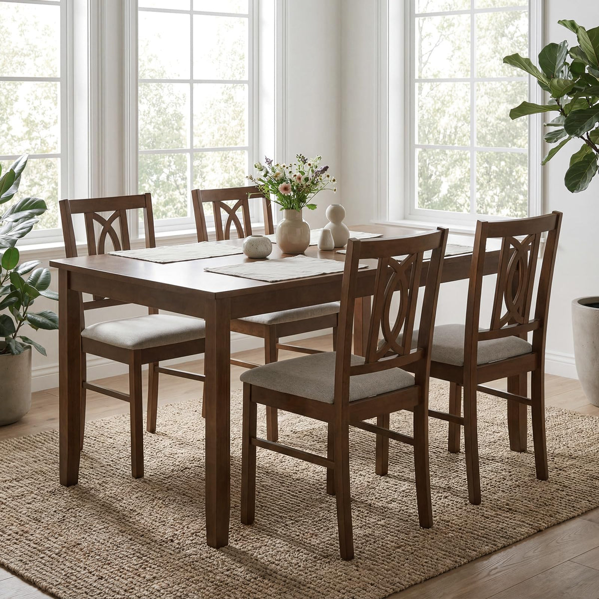 Goflame Dining Chairs Rubber Wood Dining Room Chairs (2/4)