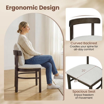 Goflame Wood Dining Chairs Set of 2/4 w/Removable Pillow