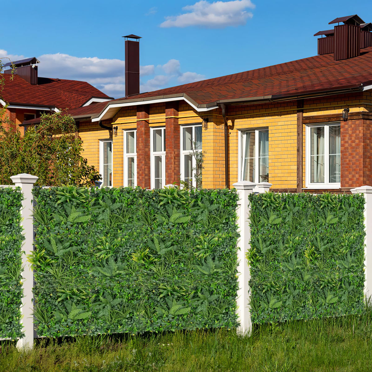 Goflame Grass Wall Panels Backdrop - 4 PCS 20"x20" Artificial Tropical Boxwood Panels