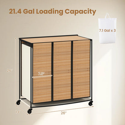 Goflame Laundry Hamper Sorter 3 Section with Lid