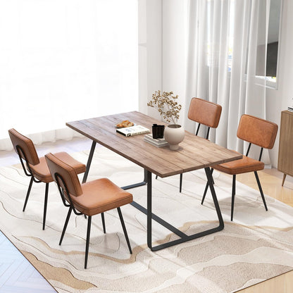 Goflame PU Leather Dining Chairs Set of 2/4, Upholstered Kitchen Chairs w/Padded Backrest & Seat, Metal Legs