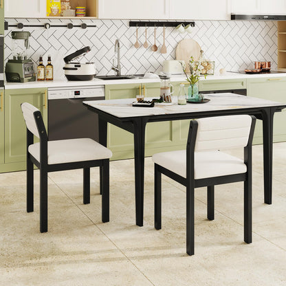 Goflame Sherpa Kitchen Chairs with Wood Frame & Padded Seat