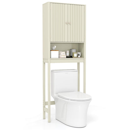Goflame Over The Toilet Storage Cabinet with Fluted Doors